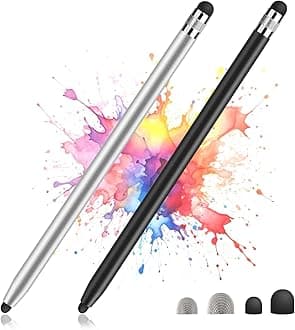 2 Pack Stylus Pens for Touch Screens, High Sensitivity Precision Capacitive Stylus Pen Compatible with iPad iPhone Samsung Tablets All Universal Touchscreen Devices with 4 Rubber Tips (2 Colors)