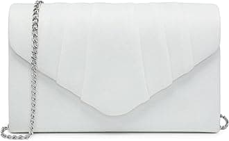 DaseinWomen's Evening Bag Pleated Envelope Clutch Handbag Wedding Party Bridal Purse, 1-velvet White