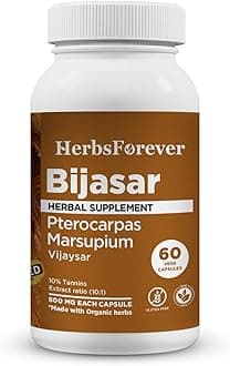 HerbsForever Bijasar (Vijaysar) Capsules (AYUSH Certified) Pterocarpus Marsupium - 800mg Bijasar Extract to Manage Blood Sugar Level & Cholestrol, Traditional Ayurvedic Formulation - 60 Capsules