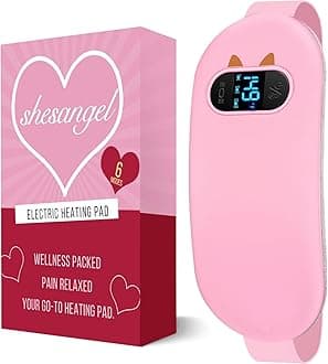 Portable Heating Pad for Period Cramps: CordlessMenstrual Heating Pad with 6 Heat Levels and 6 Massage Modes, 3s Fast Heating Gift for Women and Girl(Pink)