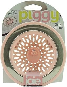 Joie Piggy Kitchen Sink Strainer Basket, Fits All Standard Sinks, Stainless Steel, Cute Garbage Disposal Drain Cover, 4.5-Inch, Pink Pig