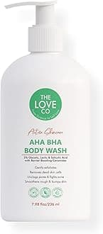 THE LOVE CO. AHA BHA Body Wash 236ml | 5% Glycolic, Lactic & Salicylic Acid | Gently Exfoliates, Fights Acne & Unclogs Pores | With Barrier-Boosting Ceramides | Sulphate-Free | Unisex