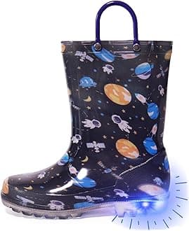 Outee Toddler Kids Adorable Lightwight Waterproof Rain Boots Light Up by Steps