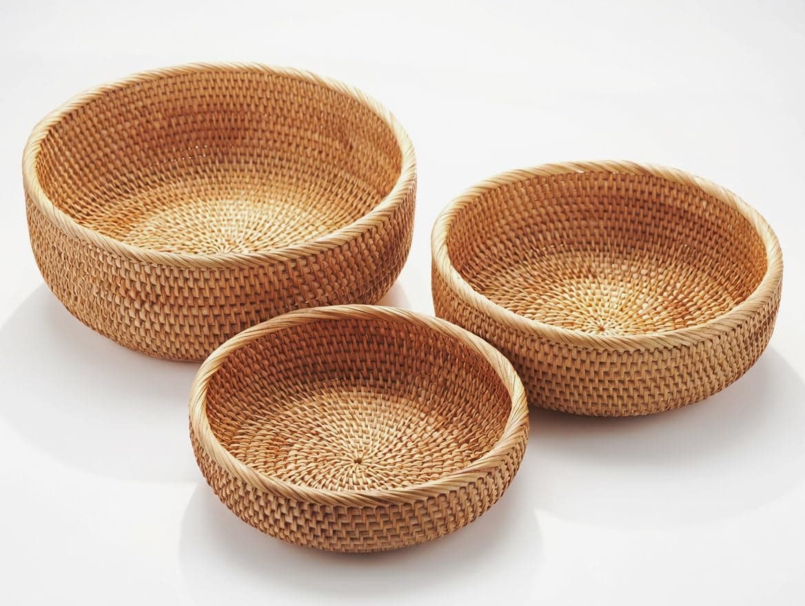 Rattan Round Storage Bowls