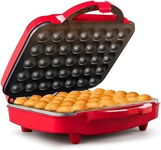 35-Count Cake Pop Maker with Non-Stick Plates & Indicator Lights – Bakes 35 Sweet or Savory Pops Fast, Perfect for Birthday Treats & Holiday Party Snacks, Red