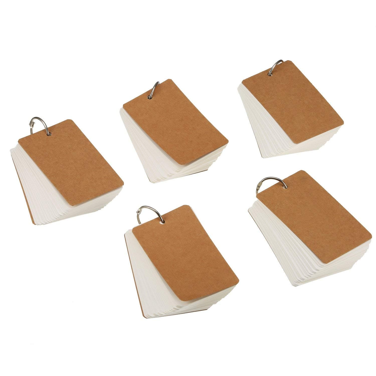 Flashcards,Study Cards Coloured 5 Pack Kraft Paper Memo Scratch Note Pads Index Cards with Binder for Revising Vocabulary Planning Talks DIY White 9 * 5.5CM