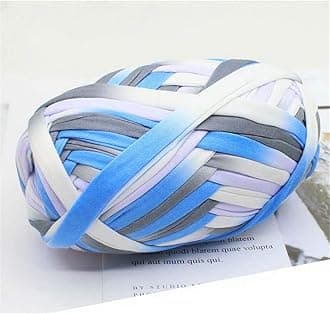 1 PCS Colorful T-Shirt Yarn Knitting Yarn Fabric Crochet Cloth for DIY Knitted Fabric Art (#46 Blue&White)