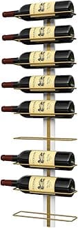 B4Life Wine Rack Wall Mounted for 9 Bottles, Golden Wall Wine Rack for Wine Bottles Wood Wine Racks for Wall, Wine Holder Wall Mounted Wine Bottle Racks for Kitchen,Dining Room,Bar