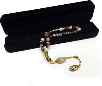 ALBATROSART -ELEGANCE COLLECTION- Prayer Beads-Tesbih-Tasbih-Tasbeeh-Misbaha-Masbaha-Subha-Sebha-Sibha-Rosary (BANDED AGATE Stone (8mm -33 Beads))