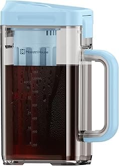 Maestri House Cold Brew Coffee Maker, 40oz Iced Tea and Coffee Maker Brewer Space Saving Tritan Pitcher, 350 Mesh Filter, 100% Leak-Proof