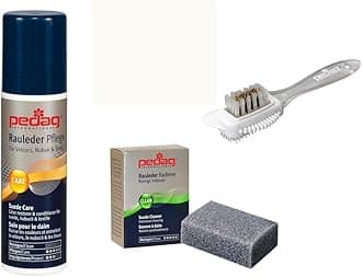 pedag Suede Cleaner and Textile Color Restorer, 3 pc Cleaning and Care Kit for Shoes and Boots, Made in Germany, Light Brown