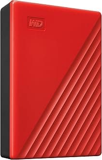 Western Digital WD 5TB My Passport Portable Hard Disk Drive, USB 3.0 with Automatic Backup, 256 Bit AES Hardware Encryption,Password Protection,Compatible with Windows and Mac, External HDD-Red