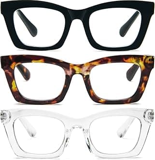 REAVEE Oprah Style Reading Glasses for Women, Blue Light Blocking Stylish Oversized Computer Readers Spring Hinge