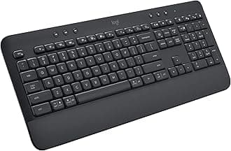 Logitech Signature K650 Comfort Full-Size Wireless Keyboard with Wrist Rest, BLE Bluetooth or Logi Bolt USB Receiver, Deep-Cushioned Keys, Numpad, Compatible with Most OS/PC/Window/Mac - Graphite