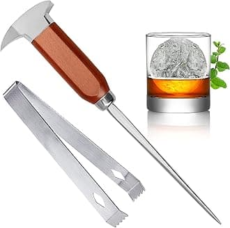 9-Inch Stainless Steel Ice Pick and Tong Set - Japanese Style Crusher and Chipper for Breaking Ice, Ideal for Bars and Home (Set of 2)