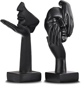 3 PCS Thinker Statue, Golden Black Abstract Art Sculpture Modern Home Decoration Desktop Decoration Christmas New Year Gift (2 Pcs Black)