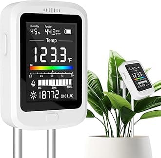 6-in-1 Soil Test Kit, Rechargeable Digital pH Meter/Temperature/Sunlight/Fertility/Environmental and Soil Moisture Meter with LCD Display for Indoor/Outdoor Plants
