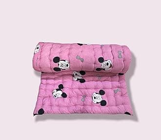 Deevine CraftSoft Cotton Quilt | Foldable Light Weight Filled Single Firm Mattress| Gadda (3D Design Printed, 1 Sleeping Capacity, 3 x 6 ft or 72 x 36 Inches) (Pink Mickey Mouse Mattress)