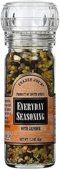 Trader Joe's Everyday Seasoning with Built in Grinder Use on Everything Everyday Sea Salt,mustard Seeds, Black Peppercorns,coriander,onion,garlic,paprika & Chili Pepper 2.3oz - PACK OF 2