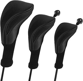 Number-one Golf Club Head Covers for Fairway Woods Driver Hybrids, 3Pcs Long Neck Mesh Golf Club Headcovers Set with Interchangeable No. Tags 3 4 5 6 7 X