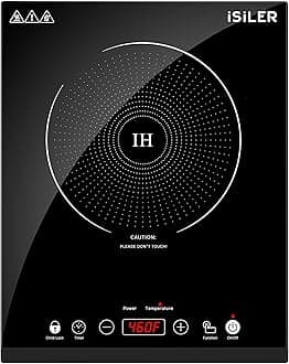 Portable Induction Cooktop, iSiLER 1800W Sensor Touch Electric Induction Cooker Cooktop with Kids Safety Lock, Countertop Burner with Timer, 9 Power Levels Suitable for Iron, Stainless Steel Cookware