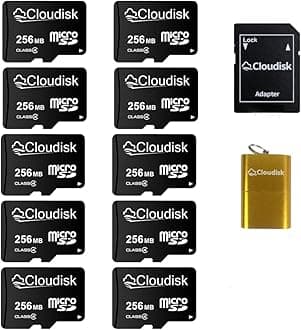 Pack of 10 Micro SD Card 256MB not 256GB Small Capacity Memory Card C4 with Adapter, Card Reader (256MB)