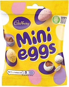 CadburyMini Chocolate Eggs Bag 80g – Solid milk mini chocolate eggs in a crisp sugar shell. Easter Shapes.