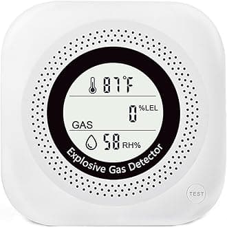 Natural Gas Detector, Y302 Pro 3 in 1 Plug-in Combustible Gas Leak Detector Monitor(Gas, Temperature and Humidity Display) for LNG,LPG,Methane, in Kitchen,Propane Gas Detector for Home(1Pack White)