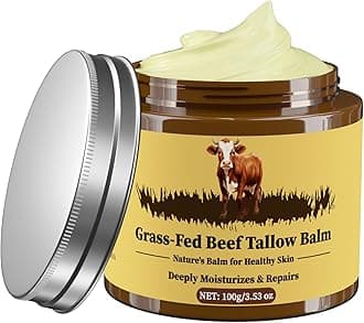 Oebitor Beef Tallow for Skin, Tallow and Honey Balm, Facial Moisturizer Cream, 100% Organic Grass Fed Whipped Beef Tallow Balm Deeply Moisturizing for Face & Body, Suitable For All Skin Types(3.53oz)