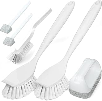 Holikme Cleaning Brush Set, Scouring Pad for Cleaning, Groove Gap Brushes for Pot, Pan, Kitchen Sink, Wire Brushes (White)