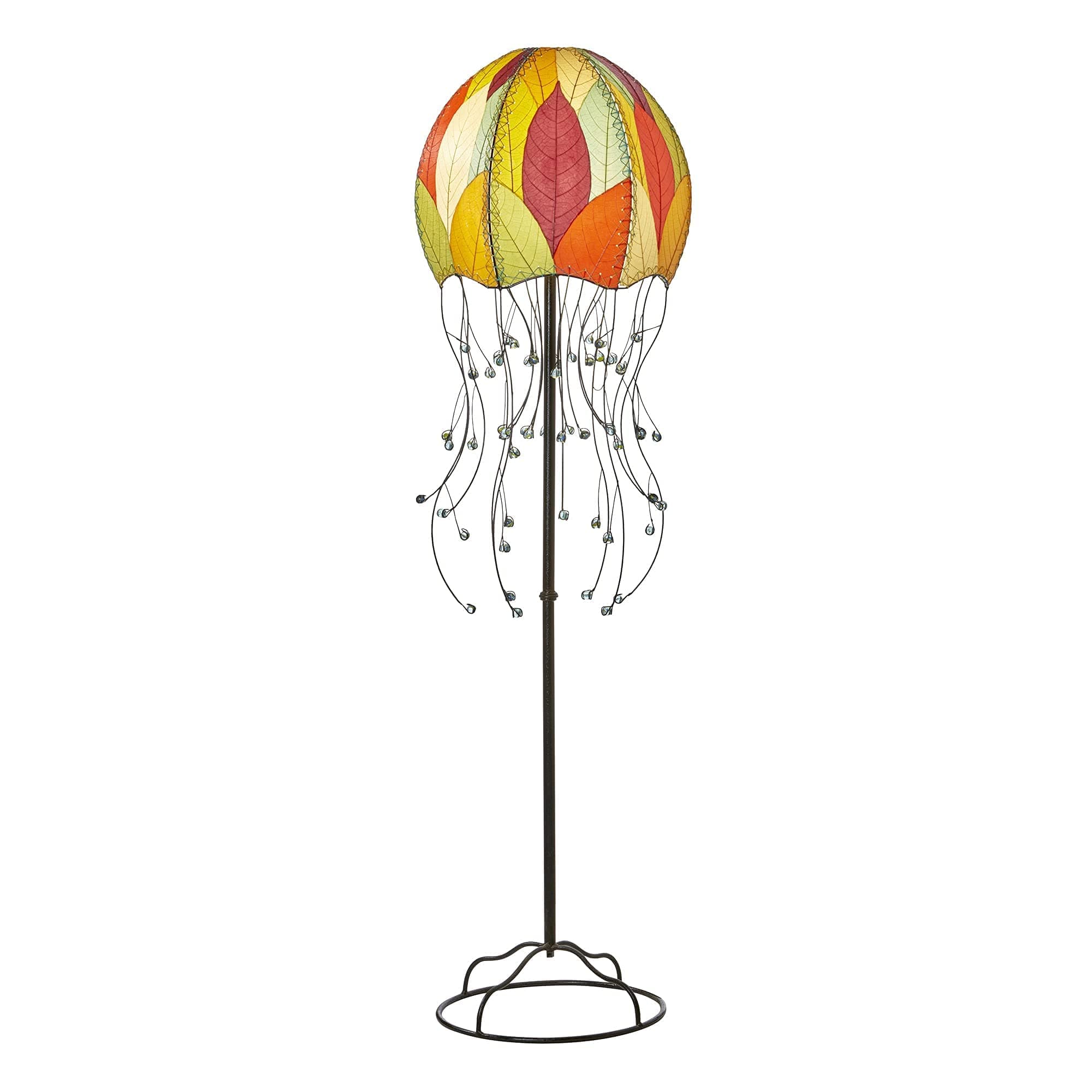 Eangee Home Design Jellyfish Large Floor Lamp Multi Shade Made of Real Cocoa Leaves 15 Inches Length x 15 Inches Width x 64 Inches Height (399 m)