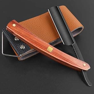 Straight razors for men Professional Straight Edge Barber Razor Premium Stainless Steel Shaver Razor with Shaving Strop for Men Home & Salon Grooming Using (NO.176)