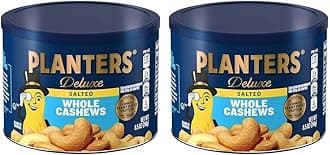 PLANTERS Deluxe Whole Cashews, 8.5 oz Canister (Pack of 2)