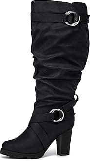 mysoft Women's Wide/Extra Wide Calf Knee High Boots Fashion Chunky Block Heel Pull On Winter Boots with Side Zippers