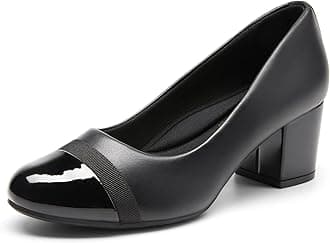 DREAM PAIRS Women's Pumps Low Chunky Block Heel Dress Shoes Closed Round Toe Comfortable Heels