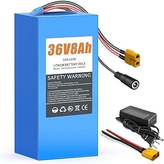 36V Lithium Ebike Battery 8Ah Rechargeable with 25A BMS, for 100W-600W Motors Electric Bikes Scooters, ATVs, Electric Dirt Bikes, Solar Storage Size:7.48x2.75x2.75 in (36V8Ah)
