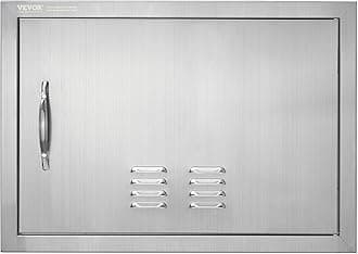 VEVOR BBQ Access Door 24 x 17 Inch Horizontal Island Door with Vents Stainless Steel Single Access Door Flush Mount Outdoor Kitchen