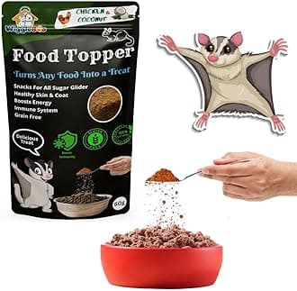 Magical Sugar Glider Food Topper || Joy of Best Taste || Grain Free & Protein Rich || Natural Dewormer || 50g (Chicken & Coconut), All Life Stages, Powder