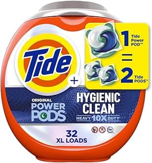 Hygienic Clean Power PODS Laundry Detergent Pacs, Original Scent, 32 Count, Removes Visible and Invisible Dirt