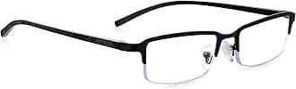 Read OpticsReading Glasses for Men, Half Frame Non Prescription Glasses, Stylish Comfortable Glasses for All Day Wear, Matt Black, +3.5
