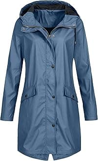 Waterproof Jackets Sale Clearance Women Long Raincoats Lightweight Trench Coats Ladies Windproof Waterproof Hoodies Casual Loose Rain Jacket Winter Fall Outdoor Hiking Traveling Jackets Windbreaker