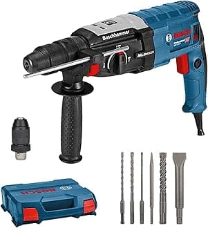Bosch Professional GBH 2-28 F rotary hammer (880 W, max. drilling diameter in concrete: 28 mm, incl. 6-piece drill chisel set, SDS plus, in L-Case) - Amazon Exclusive Set