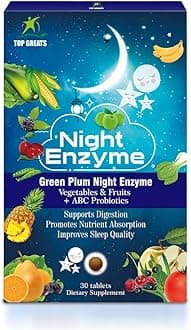Night Enzyme, Daily Multi Digestive Enzymes, Green Plum Fruit and Vegetables with Probiotics, Relief Bloating, Better Sleep Quality, for Men and Women, Promote Digestive Health- 60 Tablets