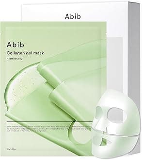 Abib Collagen Gel Mask Heartleaf Jelly 10 Sheets (Soothing) I Korean Vegan Collagen, Cooling Calming Hyaluronic Acid Hydrogel Face Mask Skin Care