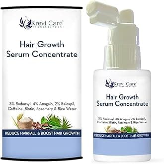 Krevicare Serum Concentrate - 3% Redensyl, 4% Anagain, 2% Baicapil, Caffeine, Biotin & Rice Water - Advanced Serum for Hair Fall Control & Hair Growth 30ml
