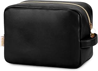 Makeup Bag for Purse Cosmetic Bags for Women Make Up Organizer Travel Pouch with Slip-in Pockets Eco Vegan Leather