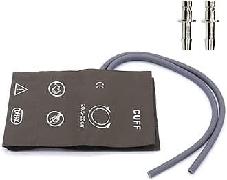 NIBP Cuff with BP12 Connectors for Adult, 27-35 cm Dual Tubes Reusable PU Brown Replacement Blood Pressure Cuff with Inner TPU Airbag