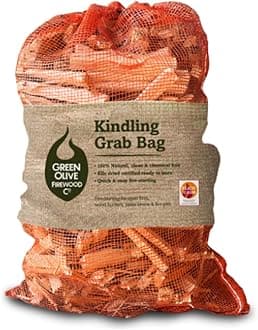 Green Olive Firewood Kindling Firestarting Wood Sticks Grab Bag XL - Net 6kge – Kiln-dried, Quick Ignition, Long-lasting Fire lighter - Ideal Fire lighters for Wood Burners, BBQs and Fireplaces