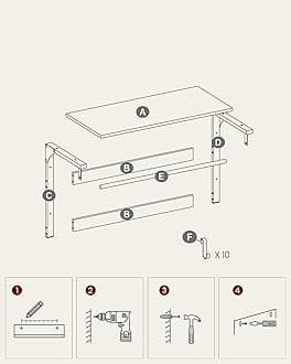 VASAGLE Coat Rack Wall Mounted, Coat Hooks, 10 Removable Hooks and Hanging Rail, for Entryway, Hallway, Bedroom, Bathroom, Living Room, Rustic Brown and Black LCR101B01