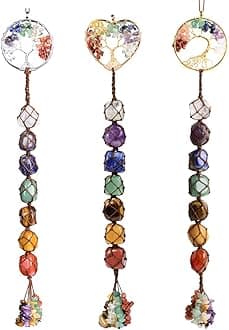 Handmade Crystal Window Car Hanging Ornaments 7 Chakra Home Decoration Feng Shui Ornament Yoga Meditation Car Decoration Tumbled Palm Stones Christmas Decorations Ornaments (Style 5)